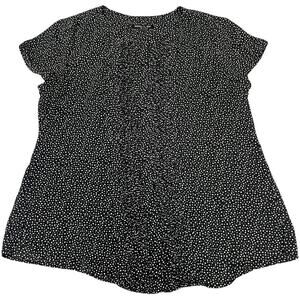 Banana Republic Factory Top Black White Dot Prink Pintuck Short Sleeve Women's M